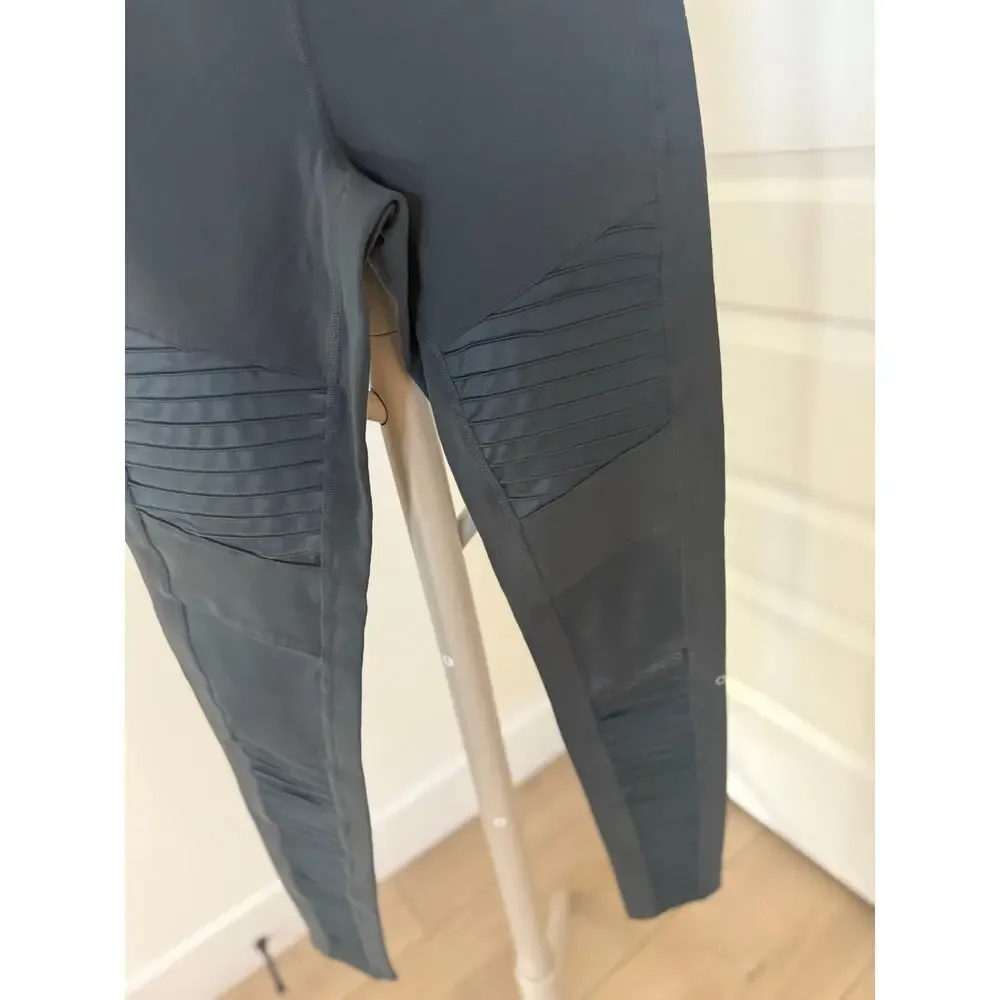 Alo Yoga Moto Leggings Anthracite Black Grey Charcoal Medium High Waist Workout